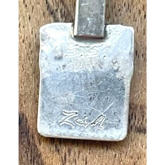 Petite Geometric Art Deco Sterling Silver Pendant Artist Signed .5" L X 7/16" W - Picture 3 of 4